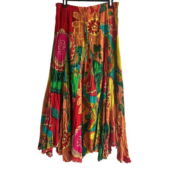 Vintage Soft Surroundings‎ Women’s Size XS 100% Cotton Boho Maxi Crinkle Skirt - Picture 1 of 5
